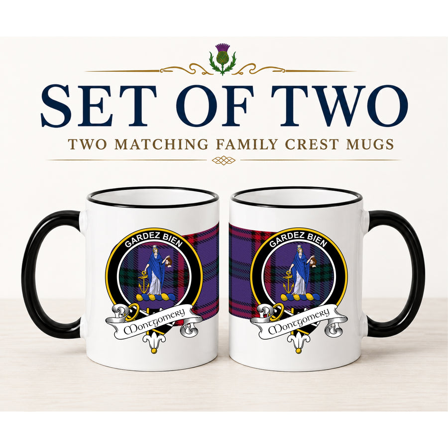 Montgomery Scottish Clan Crest 11 oz Mugs – Black Crest Design | Set of 2