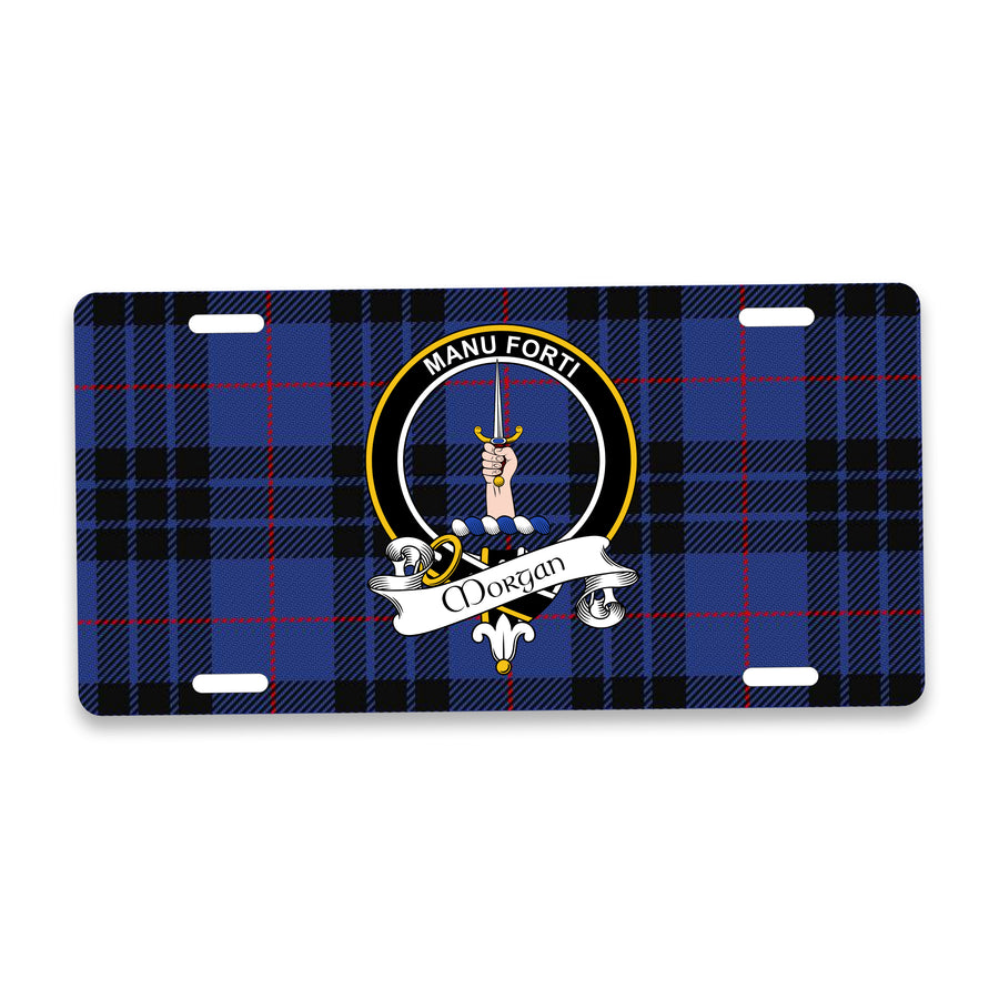 Morgan Scottish Clan Crest Auto License Plate – Black Crest Design