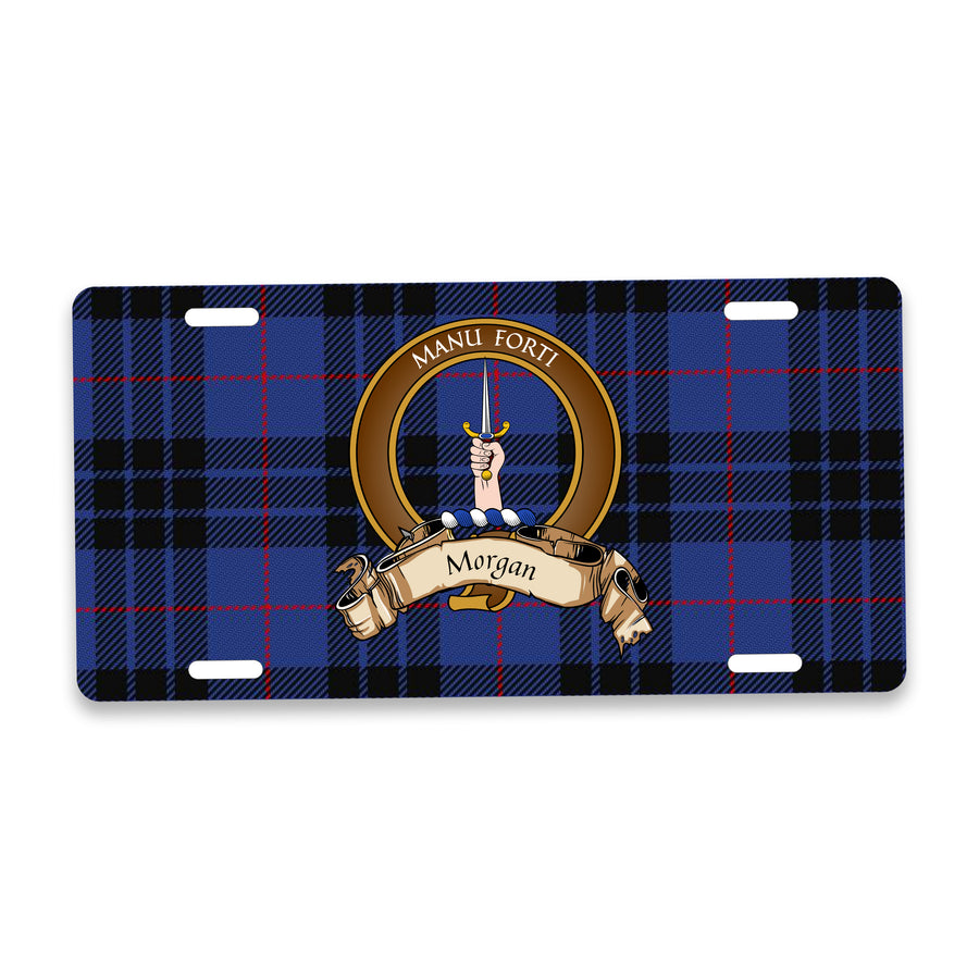 Morgan Scottish Clan Crest Auto License Plate – Brown Crest Design