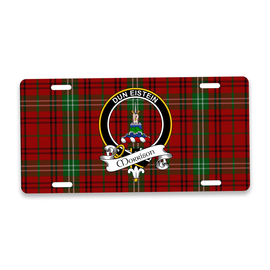 Morrison Scottish Clan Crest Auto License Plate – Black Crest Design