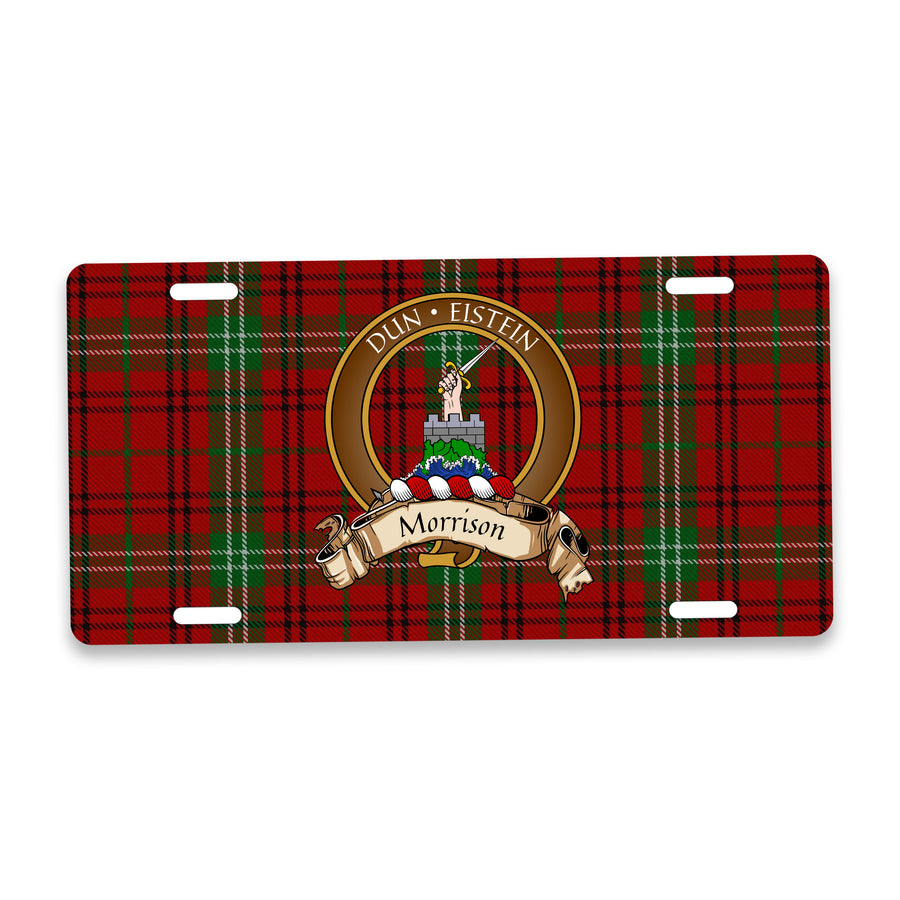 Morrison Scottish Clan Crest Auto License Plate – Brown Crest Design