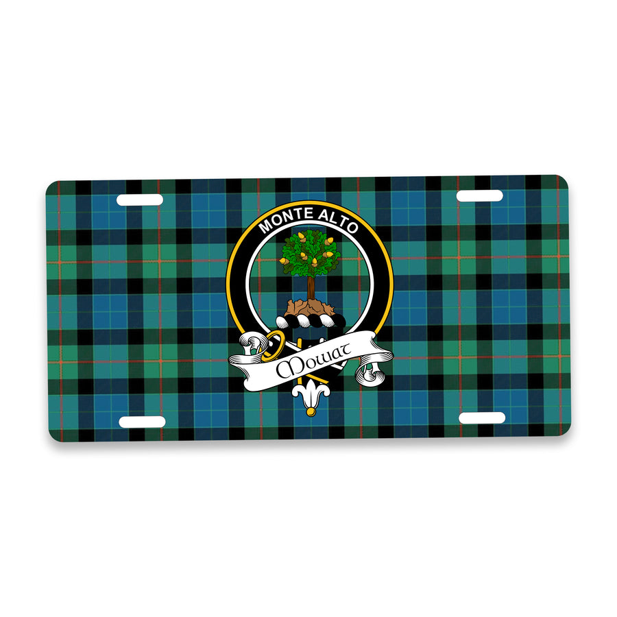 Mowat Scottish Clan Crest Auto License Plate – Black Crest Design