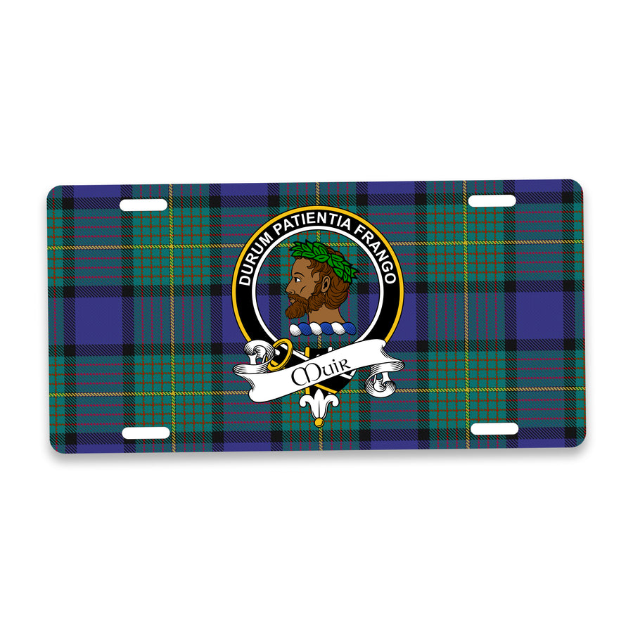 Muir Scottish Clan Crest Auto License Plate – Black Crest Design