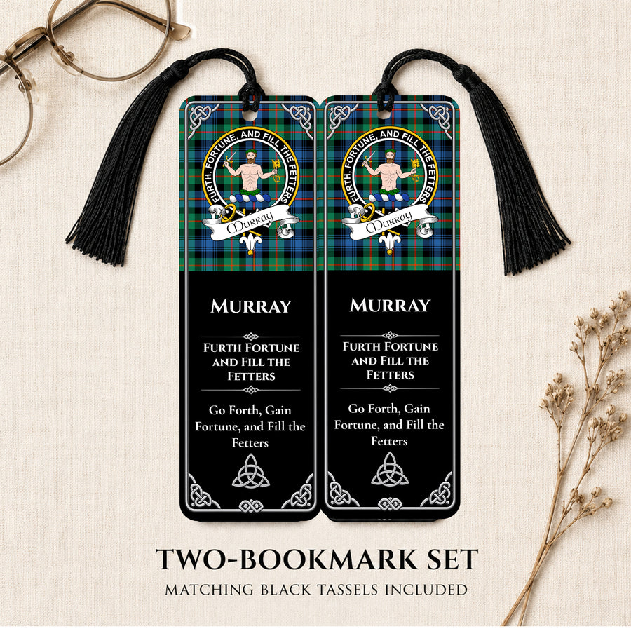 Murray Scottish Clan Crest Metal Bookmarks – Black Set of 2