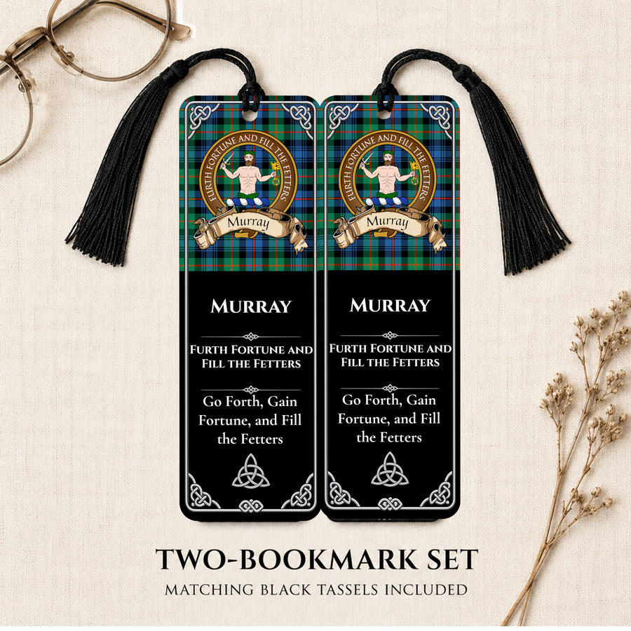 Murray Scottish Clan Crest Metal Bookmarks - Brown Set of 2