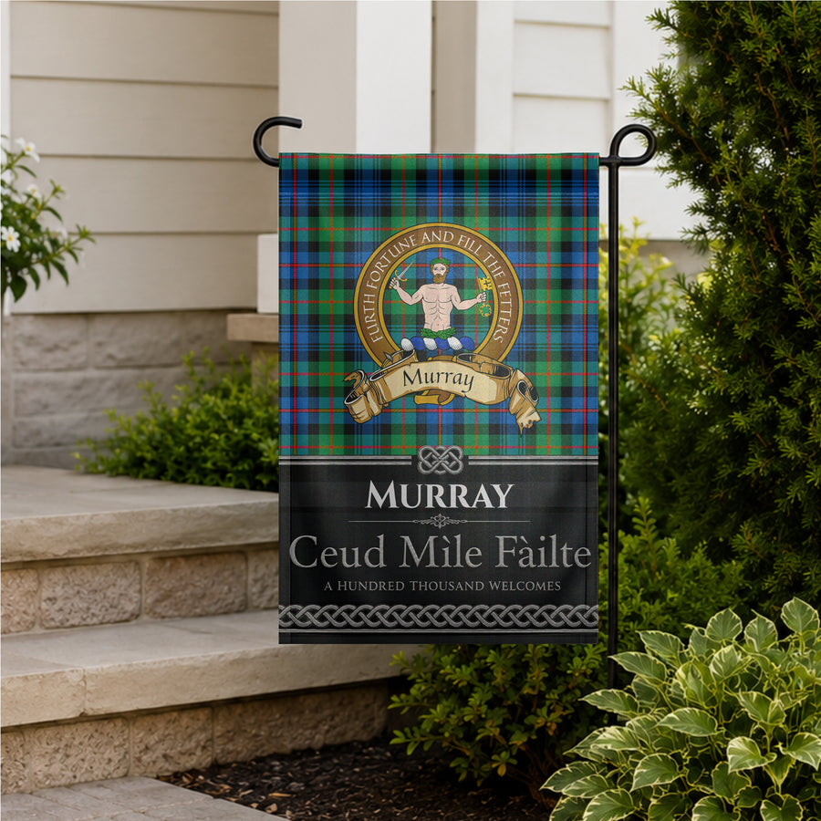 Murray Scottish Clan Crest Garden Flag - Brown Design