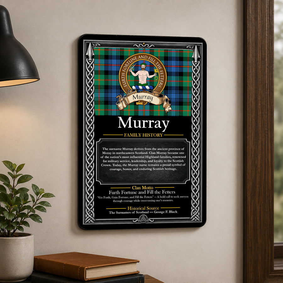 Murray Scottish Family History Metal Sign – Brown Crest