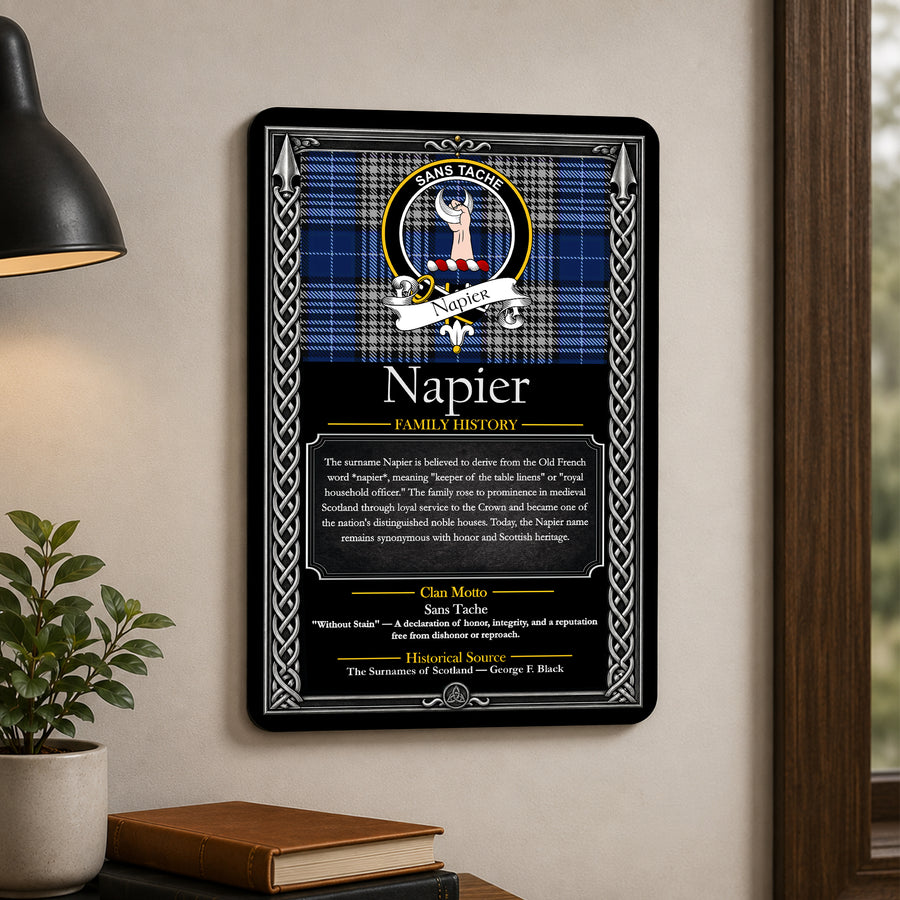 Napier Scottish Family History Metal Sign