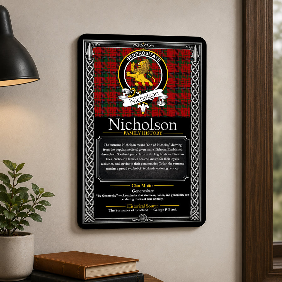Nicholson Scottish Family History Metal Sign