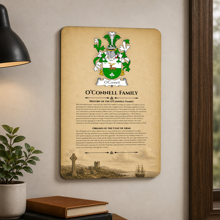 O'Connell Irish Family History Metal Sign