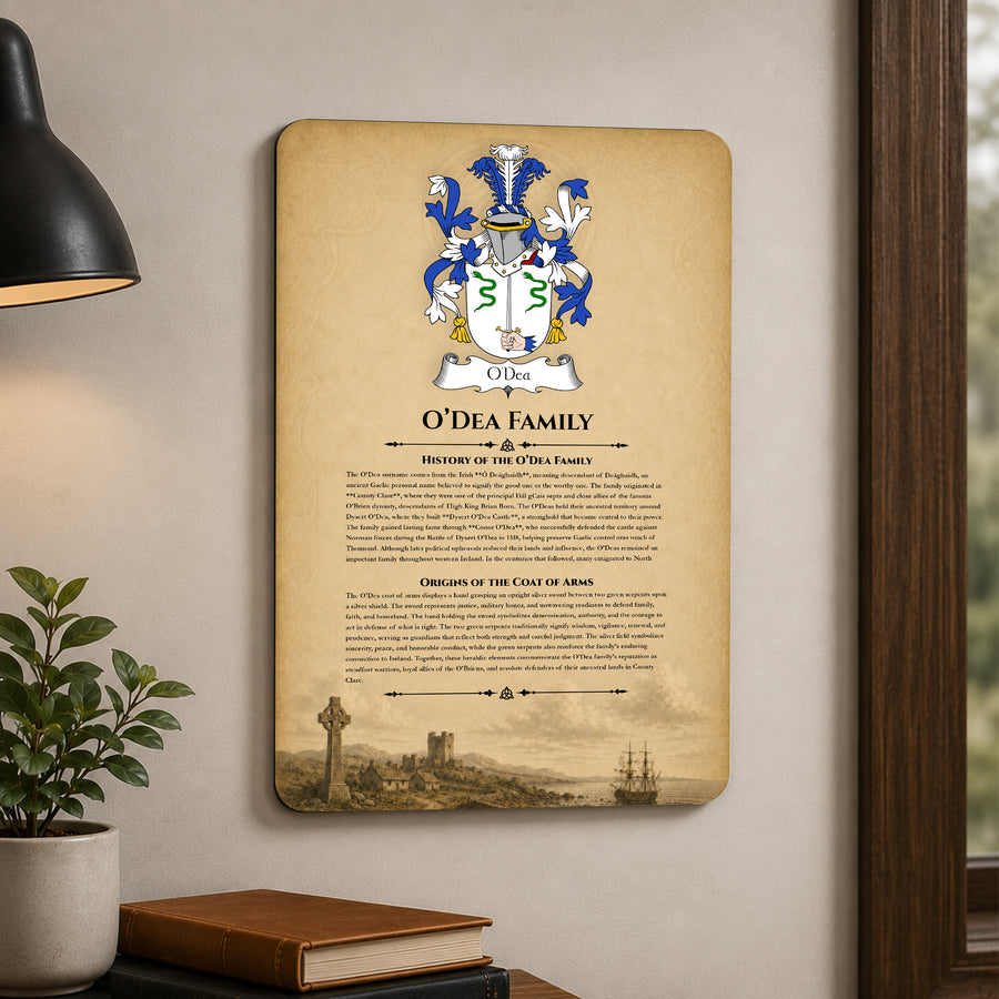 O'Dea Irish Family History Metal Sign