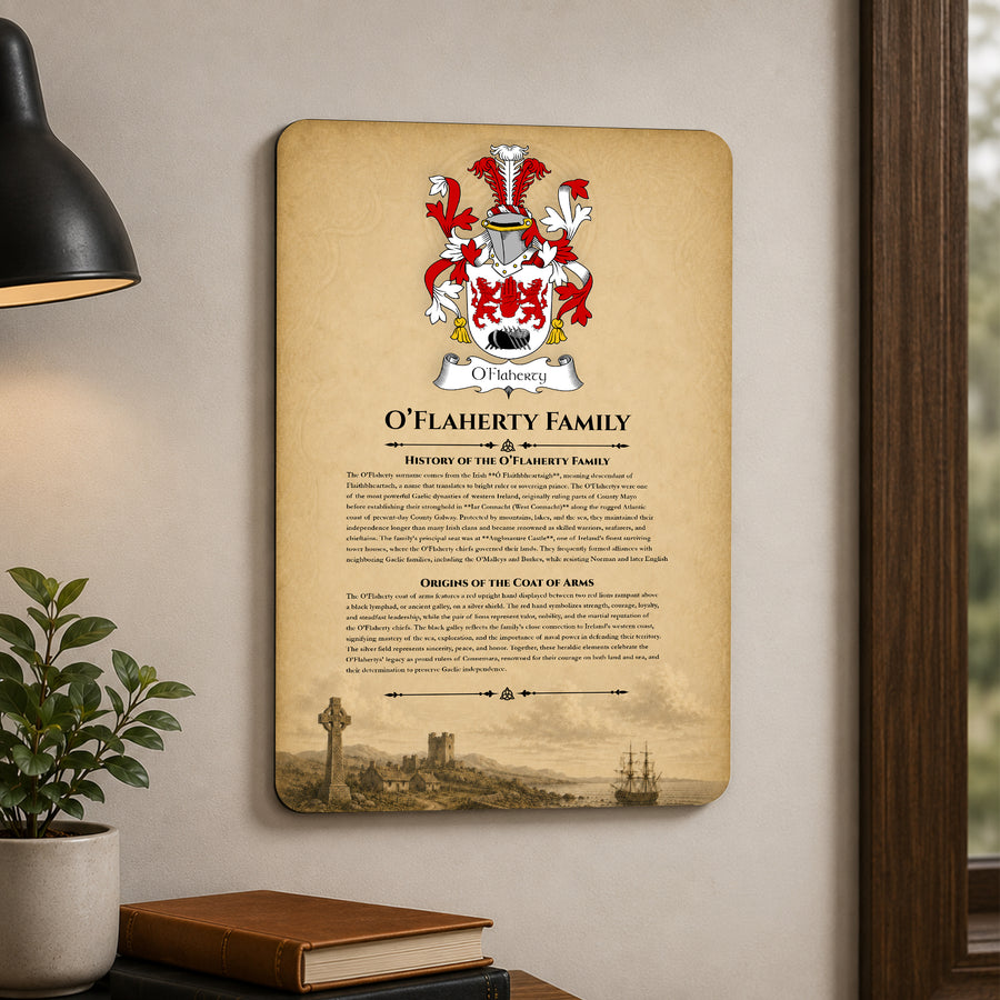 O'Flaherty Irish Family History Metal Sign