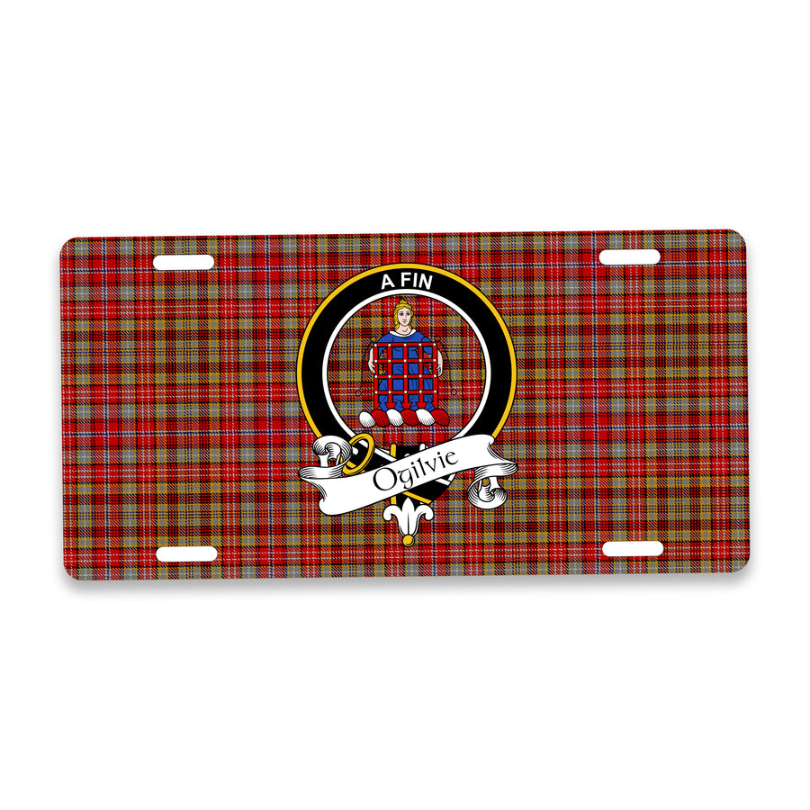 Ogilvie Scottish Clan Crest Auto License Plate – Black Crest Design