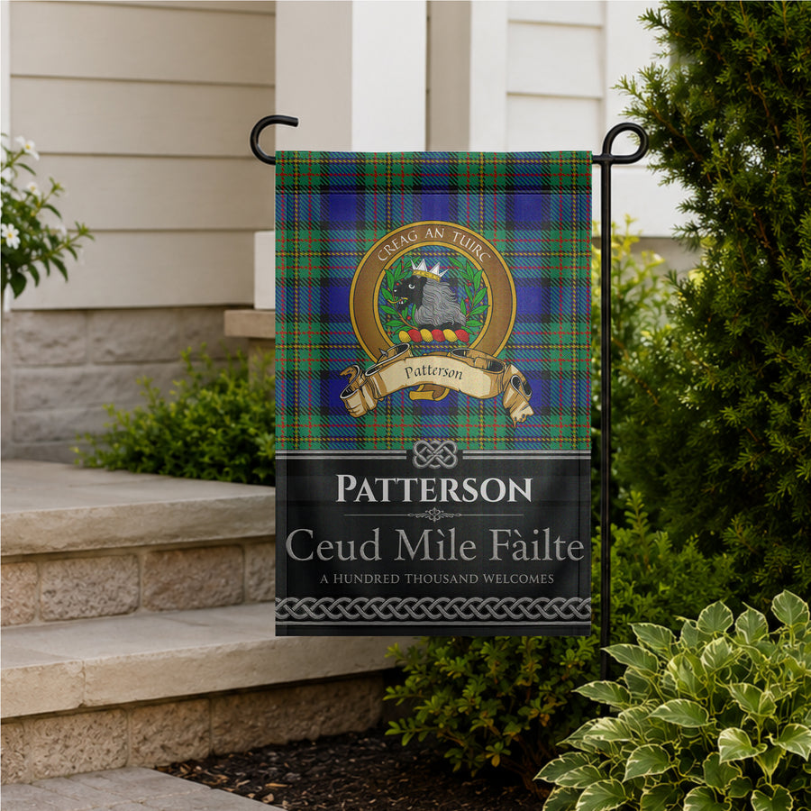 Patterson Scottish Clan Crest Garden Flag - Brown Design
