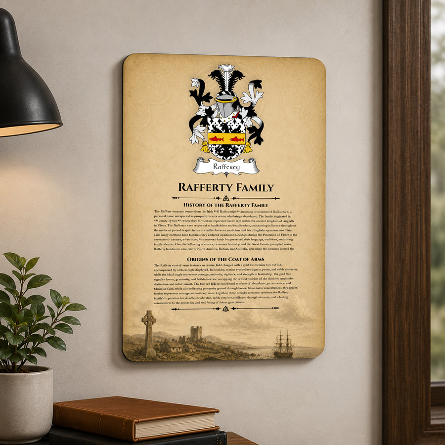 Rafferty Irish Family History Metal Sign