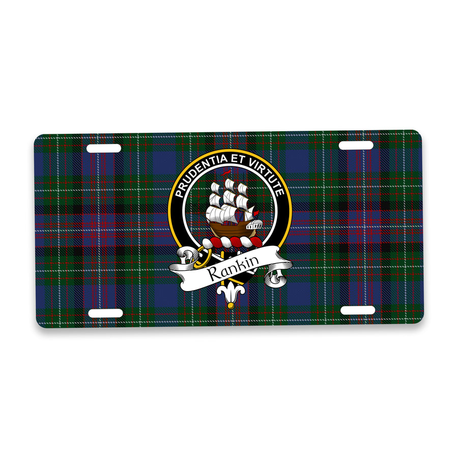 Rankin Scottish Clan Crest Auto License Plate – Black Crest Design