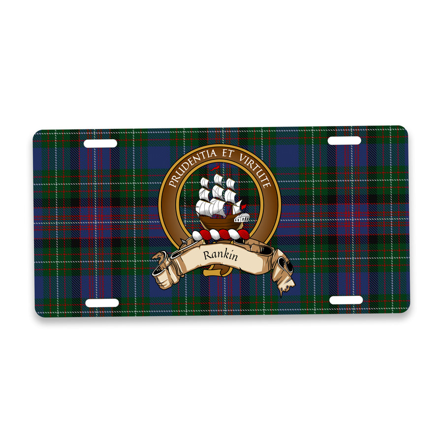 Rankin Scottish Clan Crest Auto License Plate – Brown Crest Design
