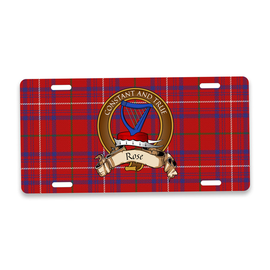 Rose Scottish Clan Crest Auto License Plate – Brown Crest Design