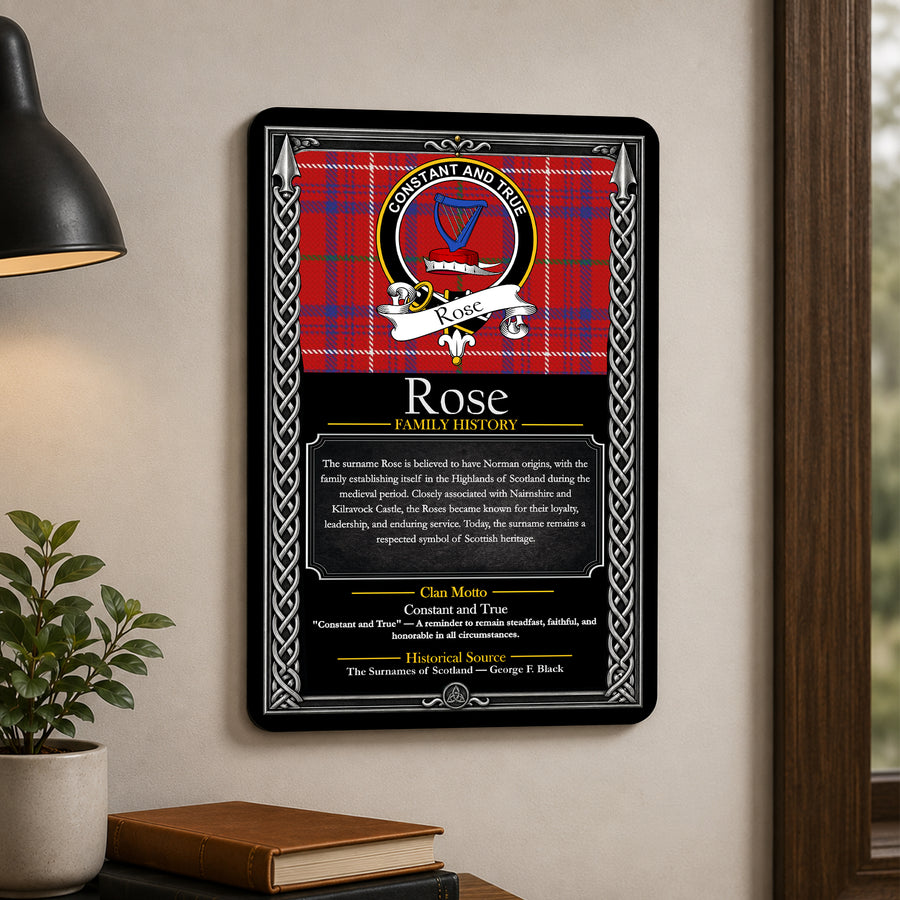 Rose Scottish Family History Metal Sign