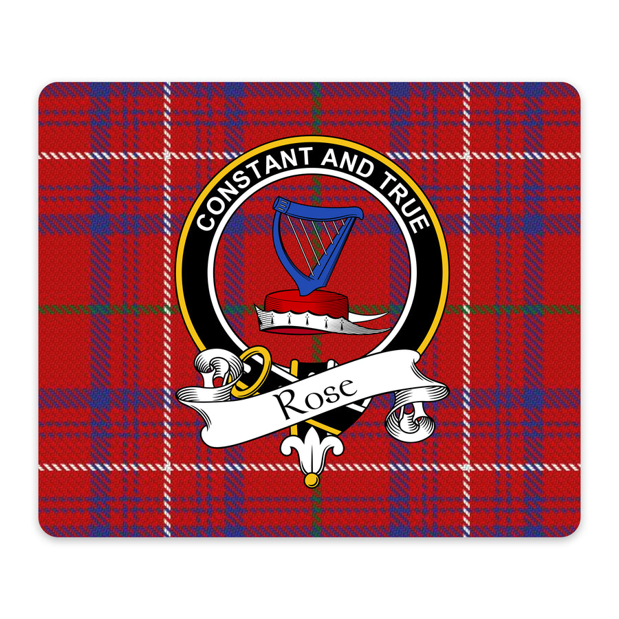 Rose Scottish Clan Crest Mouse Pad – Black Crest Design