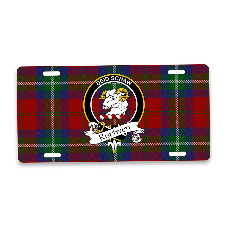 Ruthven Scottish Clan Crest Auto License Plate – Black Crest Design