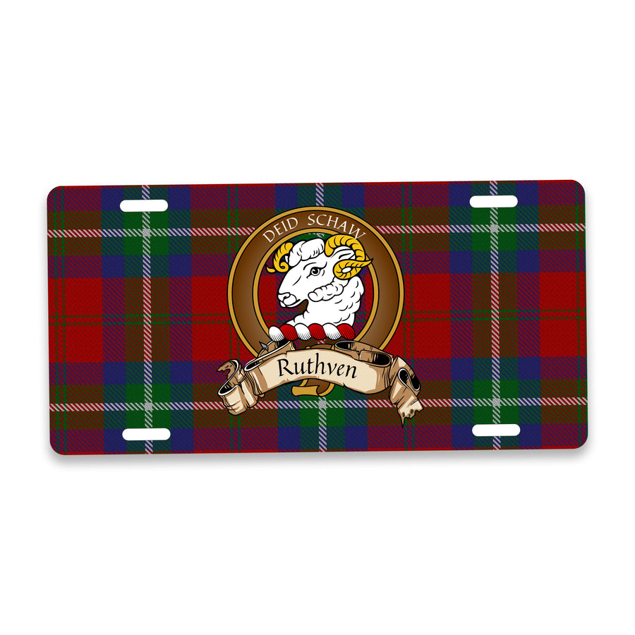 Ruthven Scottish Clan Crest Auto License Plate – Brown Crest Design