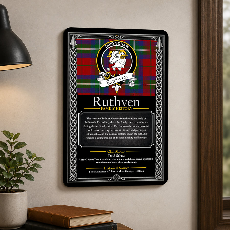 Ruthven Scottish Family History Metal Sign