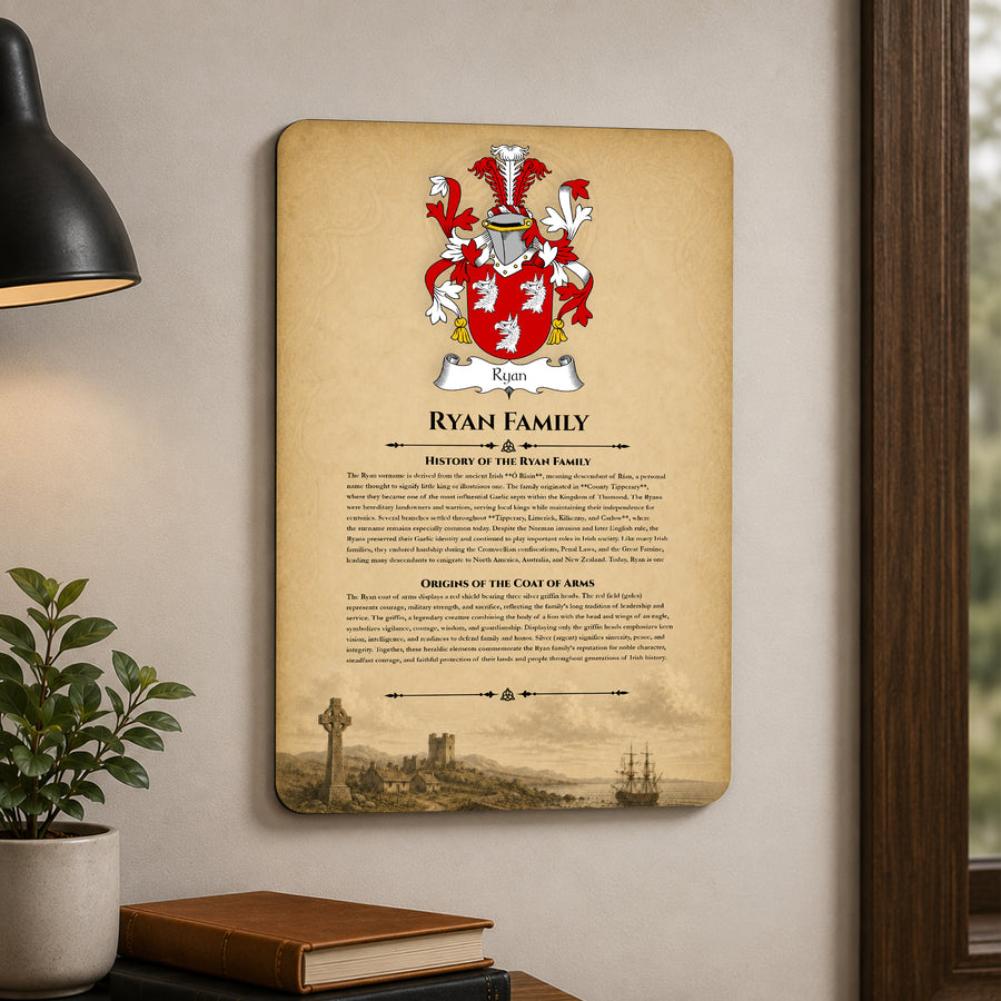 Ryan Irish Family History Metal Sign