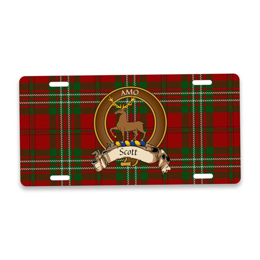 Scott Scottish Clan Crest Auto License Plate – Brown Crest Design