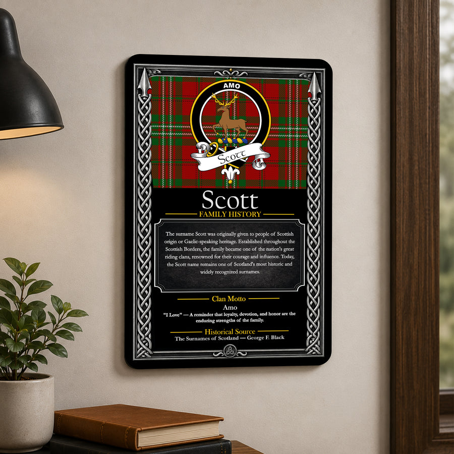 Scott Scottish Family History Metal Sign