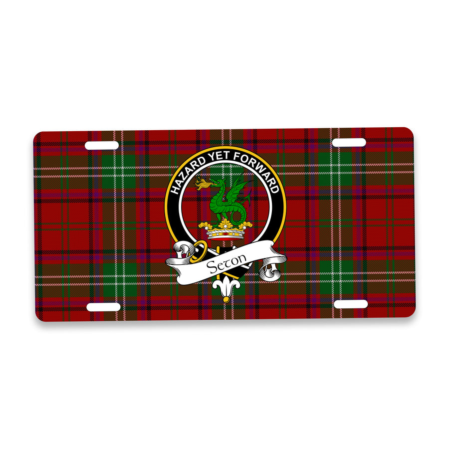 Seton Scottish Clan Crest Auto License Plate – Black Crest Design