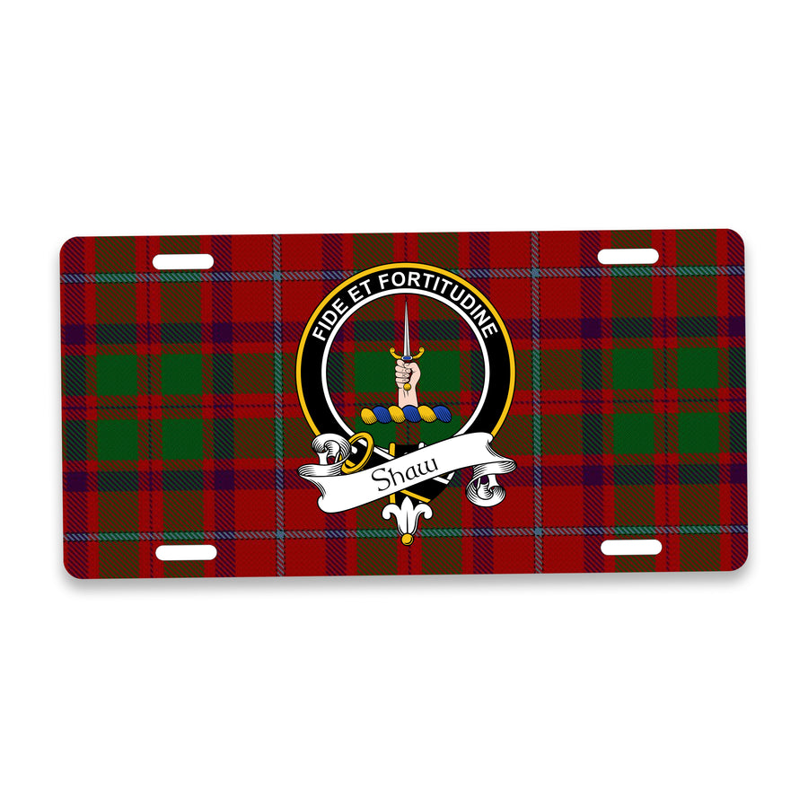 Shaw Scottish Clan Crest Auto License Plate – Black Crest Design