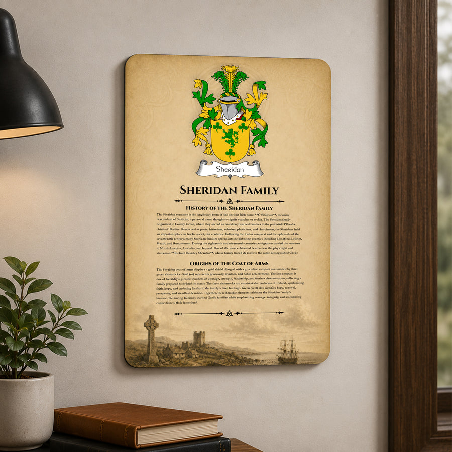 Sheridan Irish Family History Metal Sign