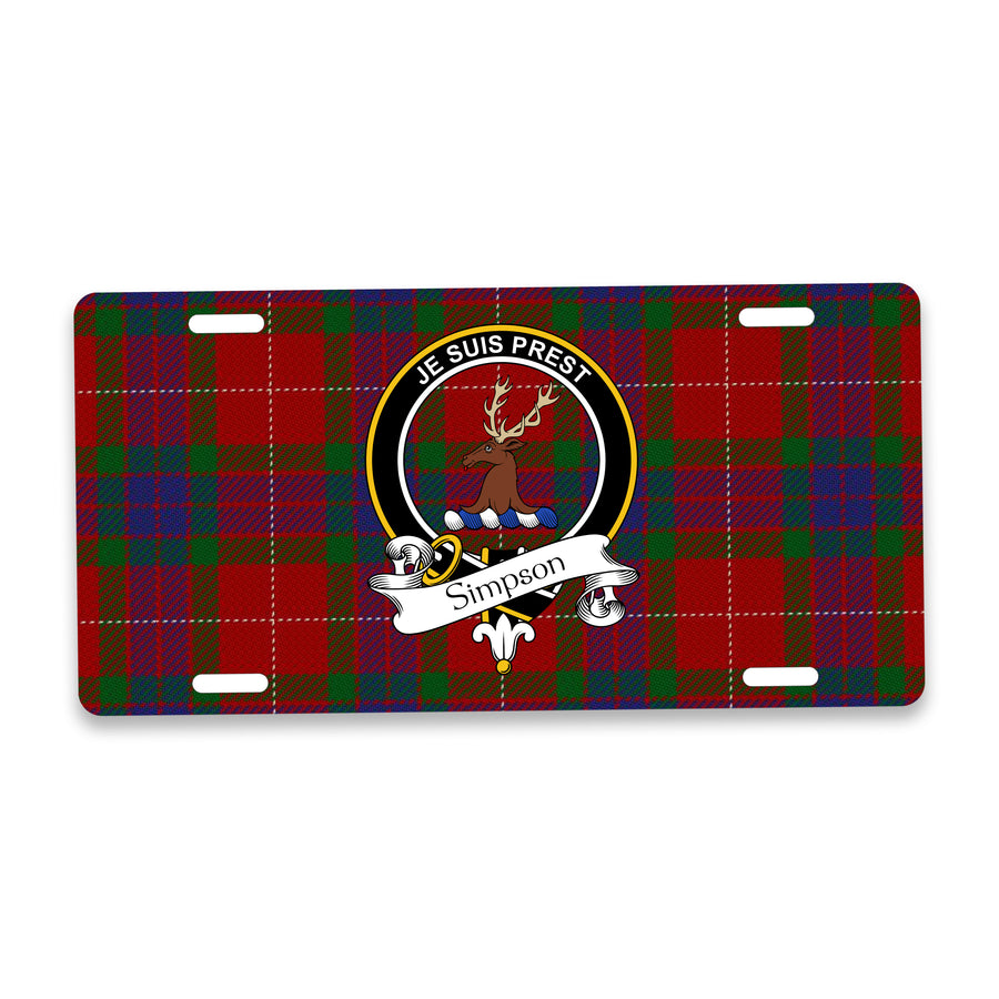 Simpson Scottish Clan Crest Auto License Plate – Black Crest Design
