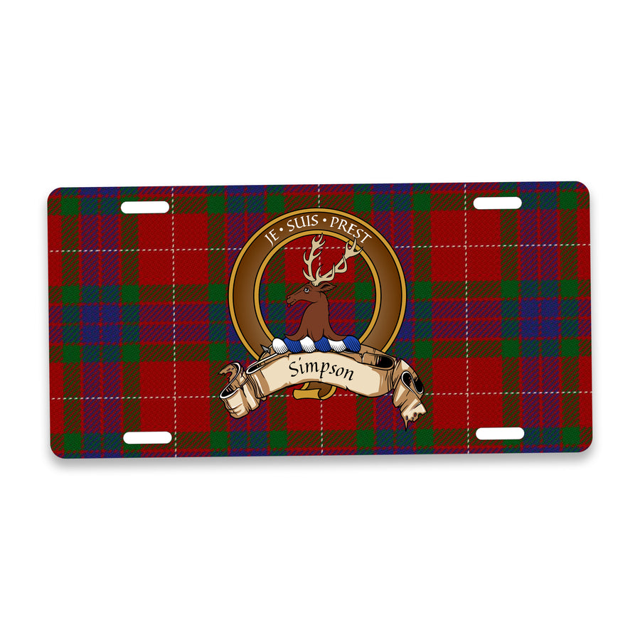 Simpson Scottish Clan Crest Auto License Plate – Brown Crest Design