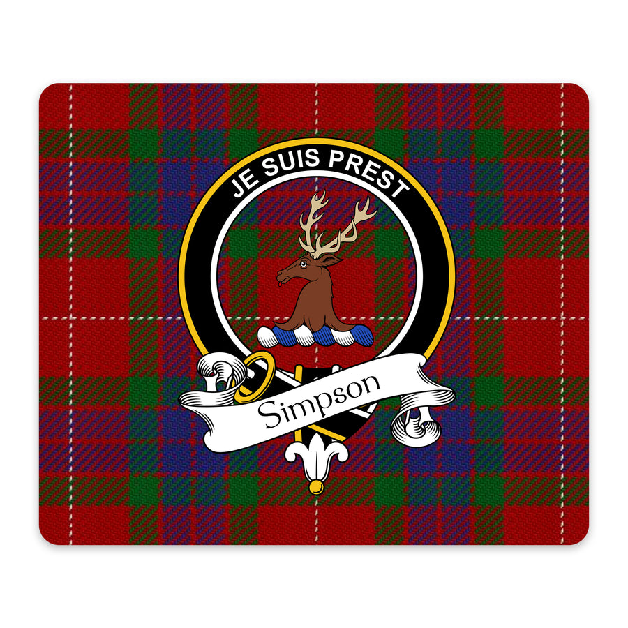 Simpson Scottish Clan Crest Mouse Pad – Black Crest Design
