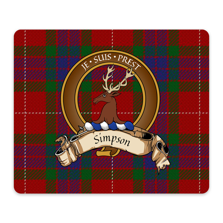 Simpson Scottish Clan Crest Mouse Pad – Brown Crest Design