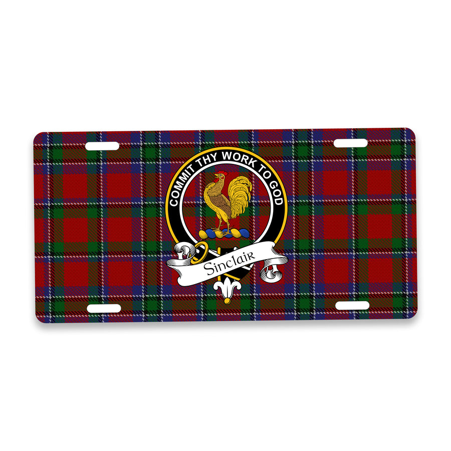 Sinclair Scottish Clan Crest Auto License Plate – Black Crest Design