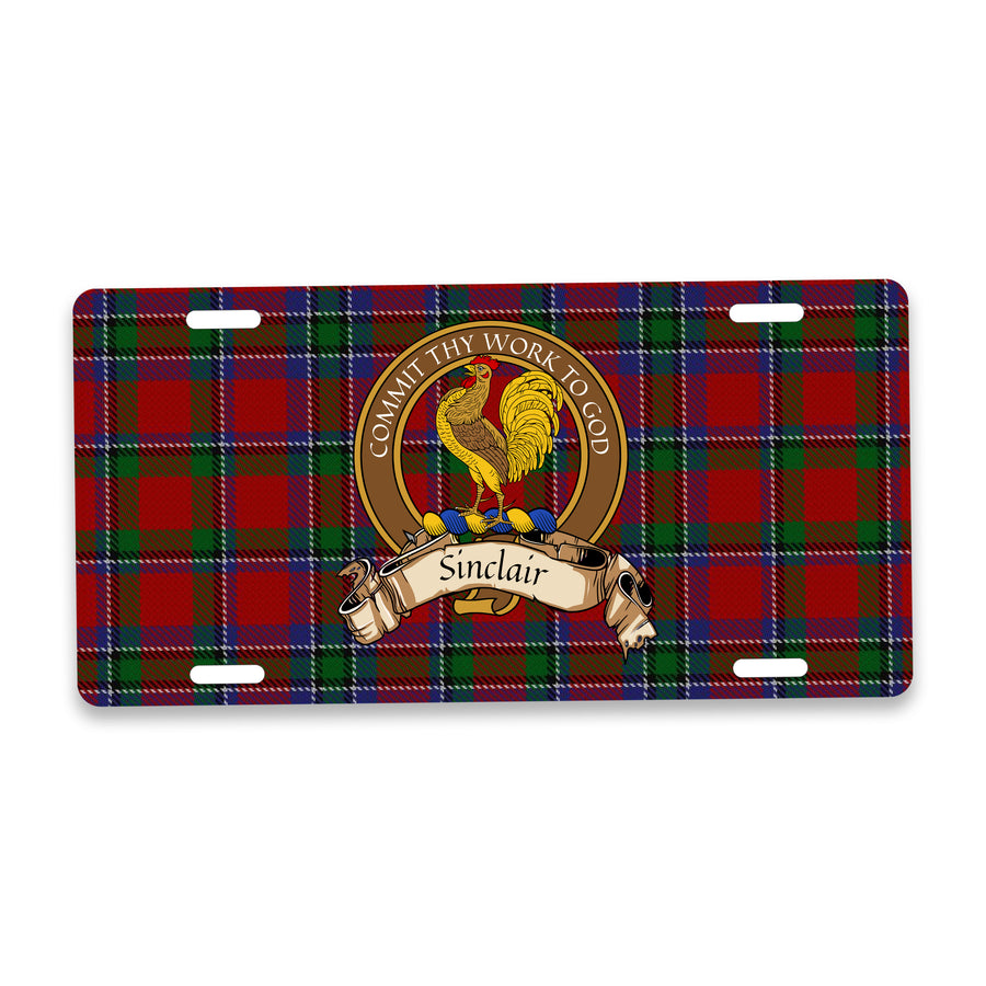 Sinclair Scottish Clan Crest Auto License Plate – Brown Crest Design