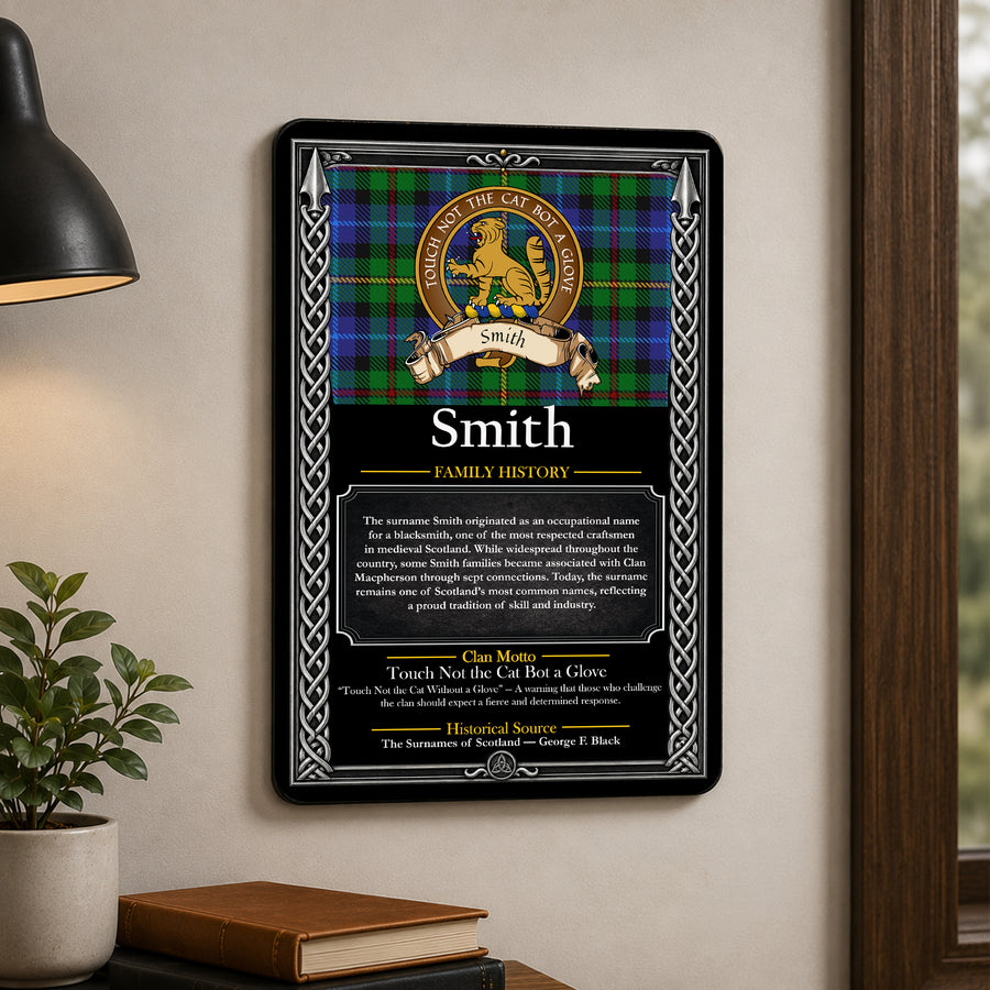 Smith Scottish Family History Metal Sign – Brown Crest