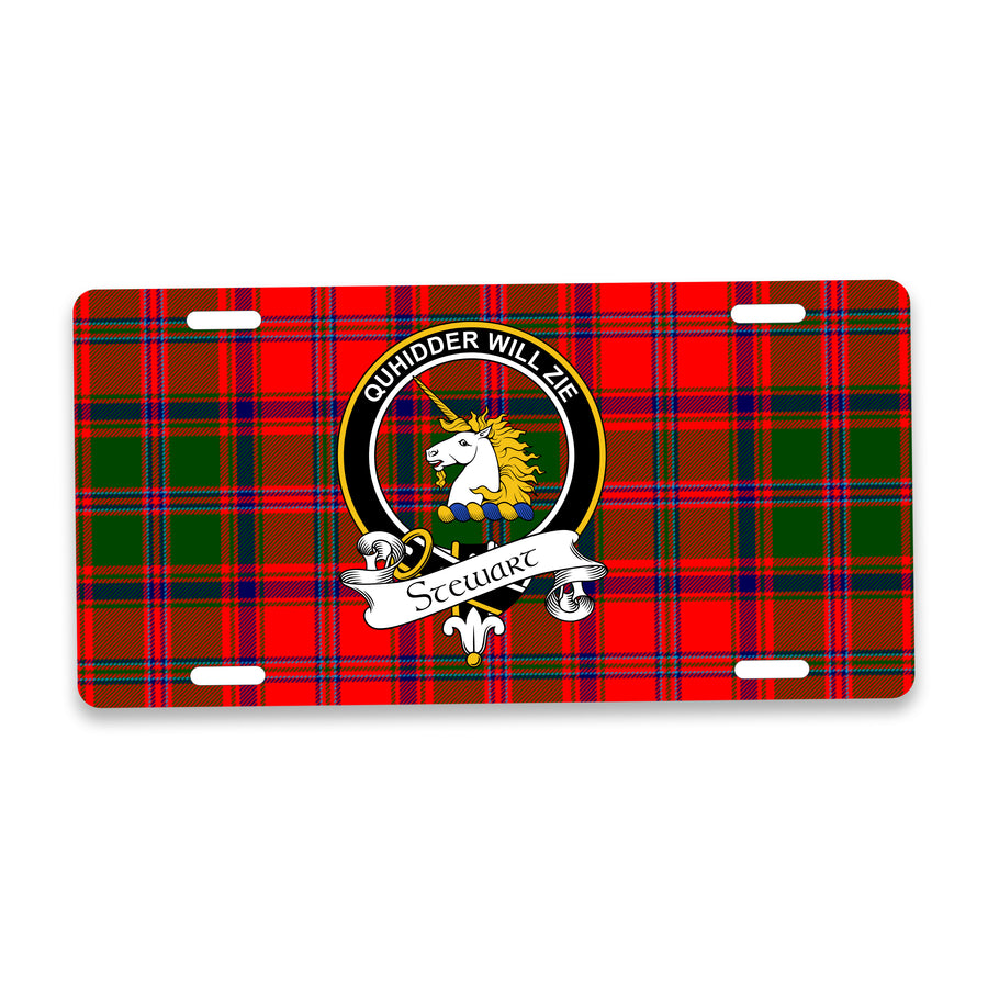 Stewart Scottish Clan Crest Auto License Plate – Black Crest Design