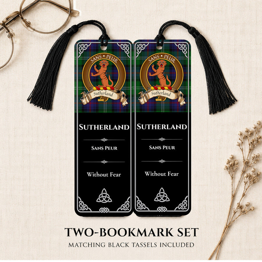 Sutherland Scottish Clan Crest Metal Bookmarks - Brown Set of 2