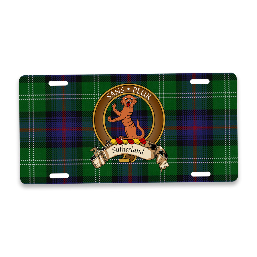 Sutherland Scottish Clan Crest Auto License Plate – Brown Crest Design