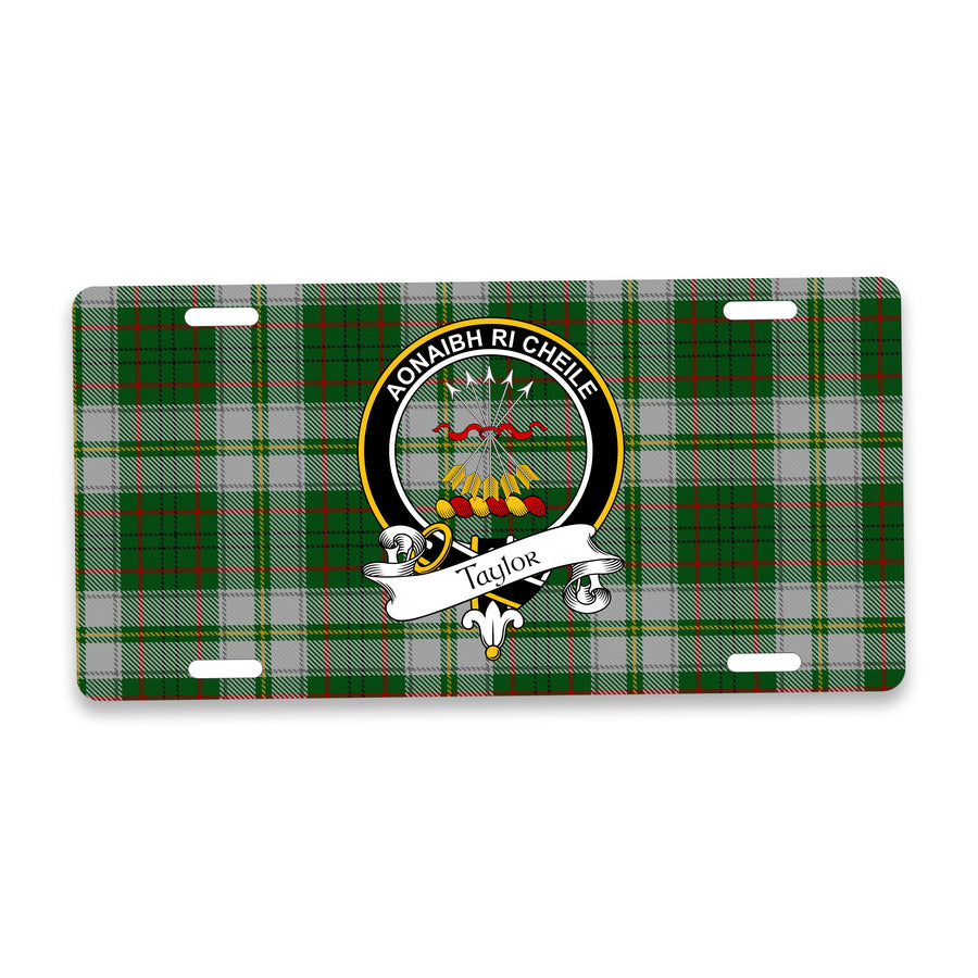 Taylor Scottish Clan Crest Auto License Plate – Black Crest Design