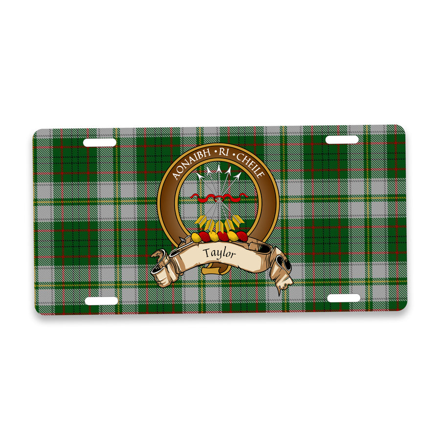 Taylor Scottish Clan Crest Auto License Plate – Brown Crest Design