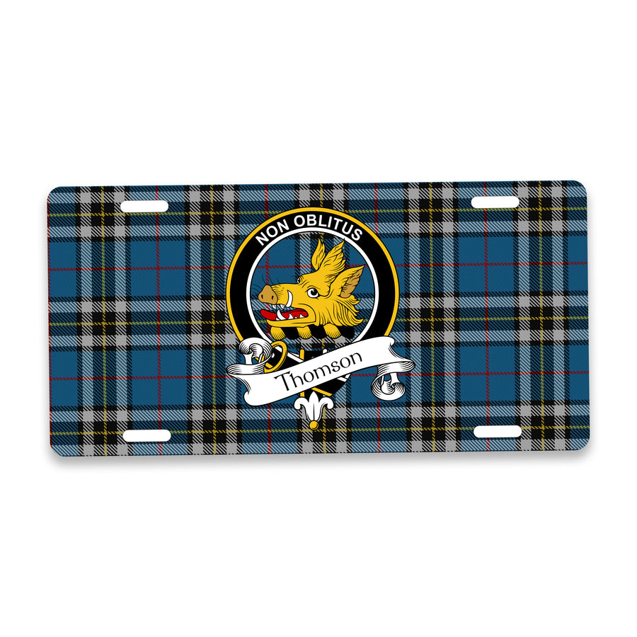 Thomson Scottish Clan Crest Auto License Plate – Black Crest Design