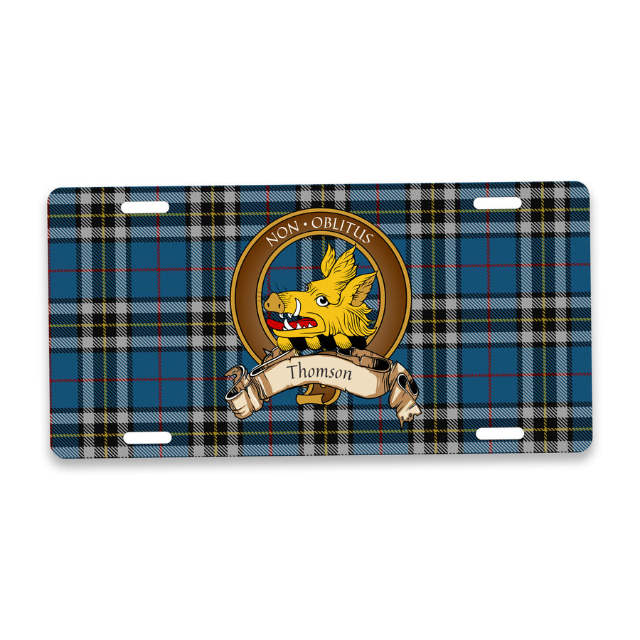 Thomson Scottish Clan Crest Auto License Plate – Brown Crest Design