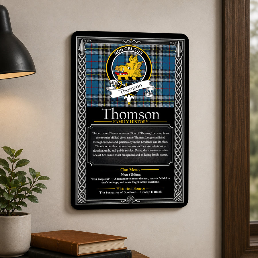 Thomson Scottish Family History Metal Sign