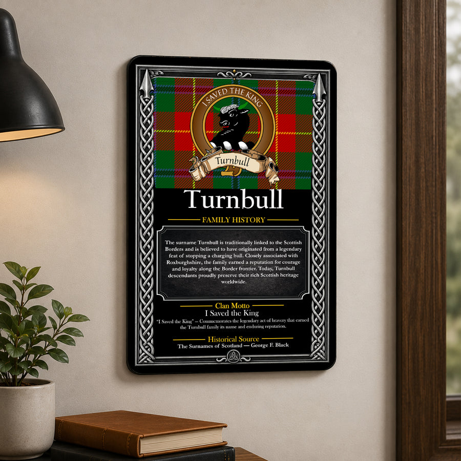 Turnbull Scottish Family History Metal Sign – Brown Crest
