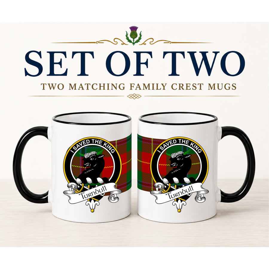 Turnbull Scottish Clan Crest 11 oz Mugs – Black Crest Design | Set of 2